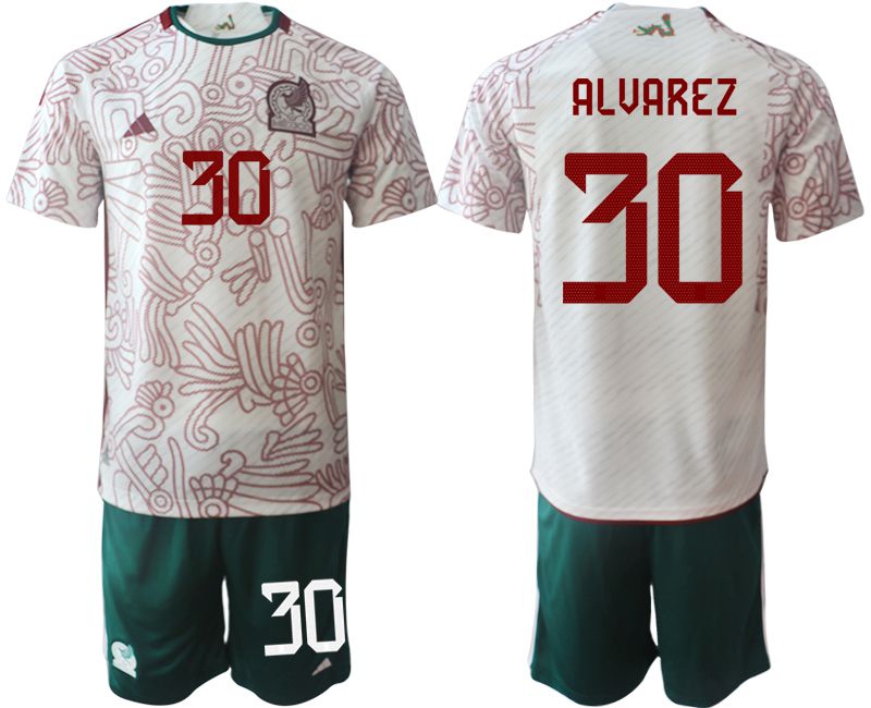 Men 2022 World Cup National Team Mexico away white #30 Soccer Jerseys->mexico jersey->Soccer Country Jersey